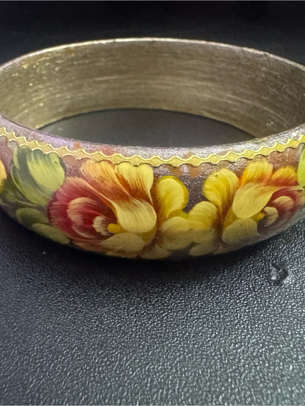 Hand-Painted Floral Bangle Bracelet From Moscow